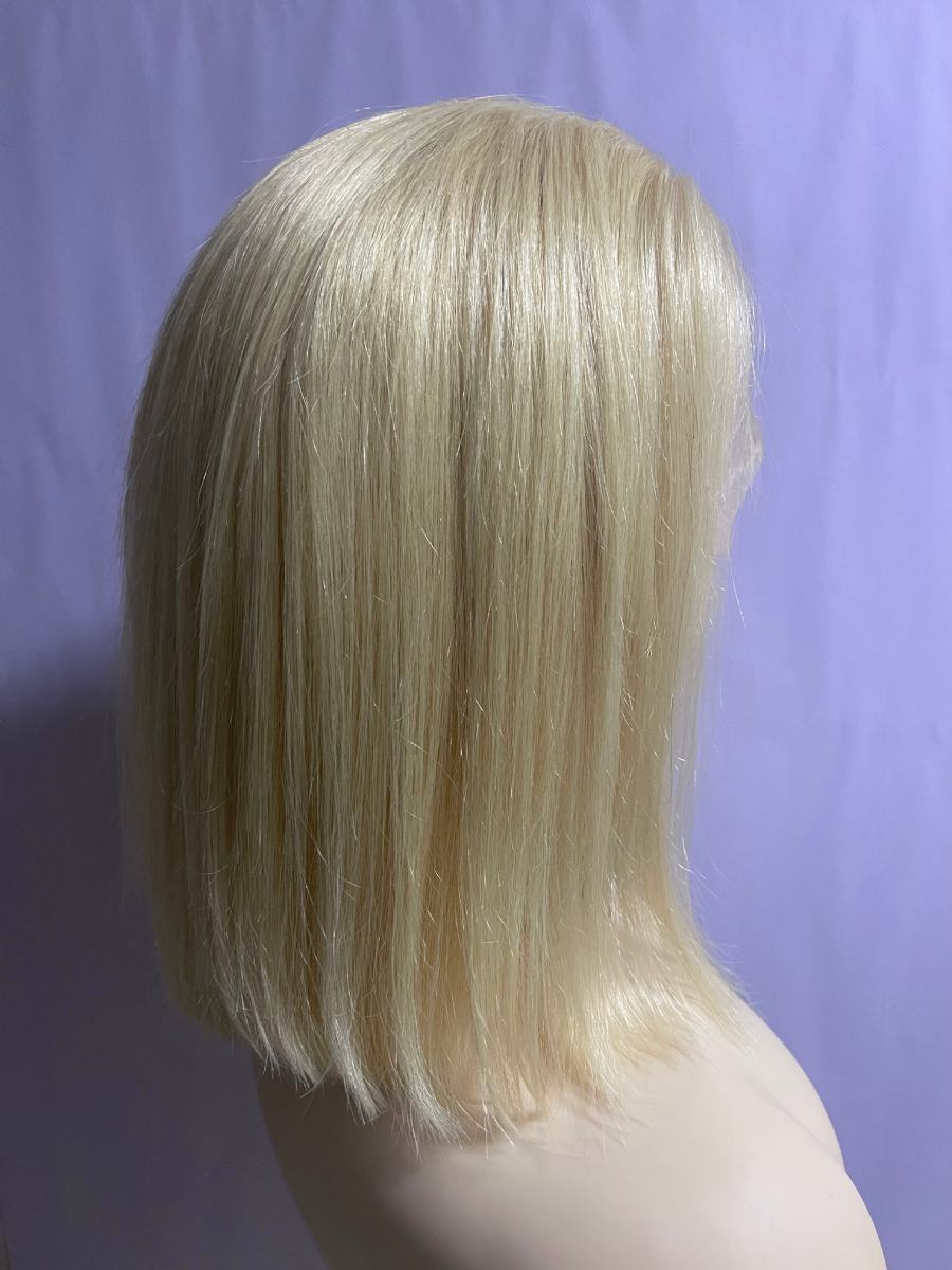 613 Blonde 13 x 4 Swiss Lace Front 12A Human Hair Bob Wig 180% Density