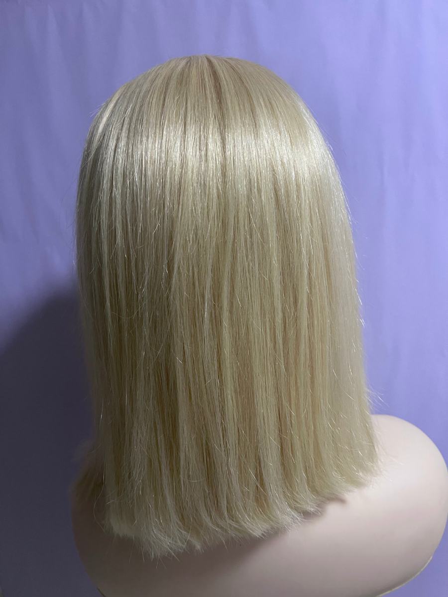 613 Blonde 13 x 4 Swiss Lace Front 12A Human Hair Bob Wig 180% Density