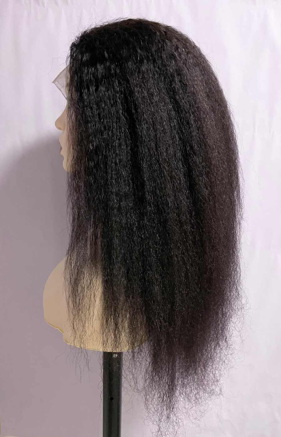 22 Inch Black 13x4 HD Swiss Front Lace Kinky Straight Human Hair Wig