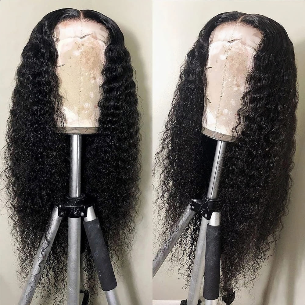 12-30 Inches Black HD Swiss Front Lace Wavy Human Hair Wig For Black Women