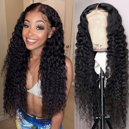 12-30 Inches Black HD Swiss Front Lace Wavy Human Hair Wig For Black Women