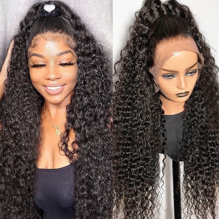 Brazilian Raw Human Hair 13x4 Front Lace Black Jerry Curly Wig