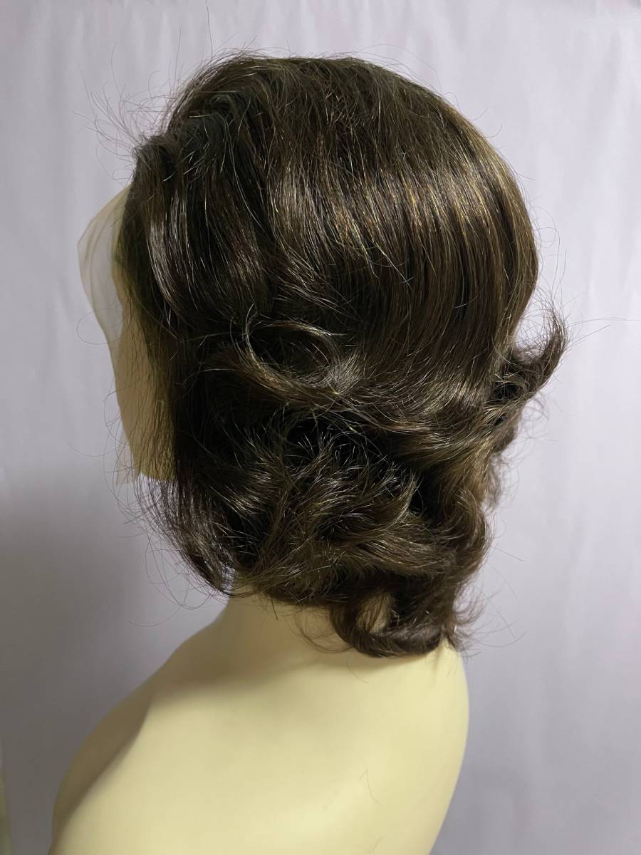 Brown Pixie Cut Human Hair 13x4 Front Lace Loose Wave Wig