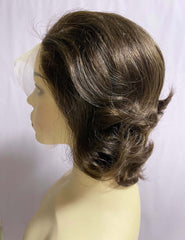 Brown Pixie Cut Human Hair 13x4 Front Lace Loose Wave Wig