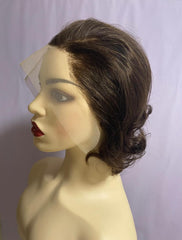 Brown Pixie Cut Human Hair 13x4 Front Lace Loose Wave Wig