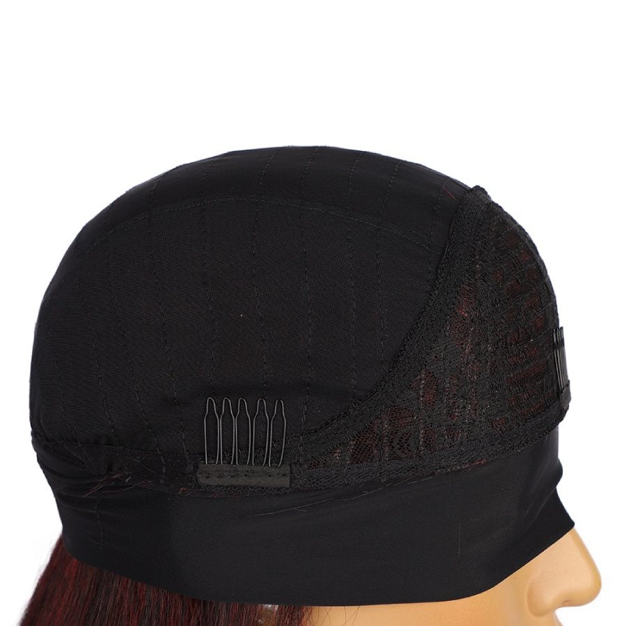 Burgundy Long Yaki Kinky Straight Headband Wig for Black Women