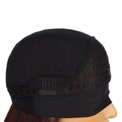 Burgundy Long Yaki Kinky Straight Headband Wig for Black Women