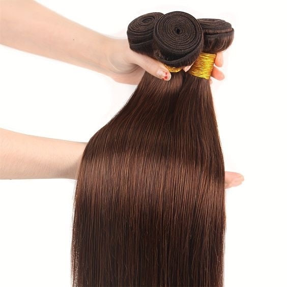 Chocolate Brown Human Hair Curtain Bundles Straight 100g