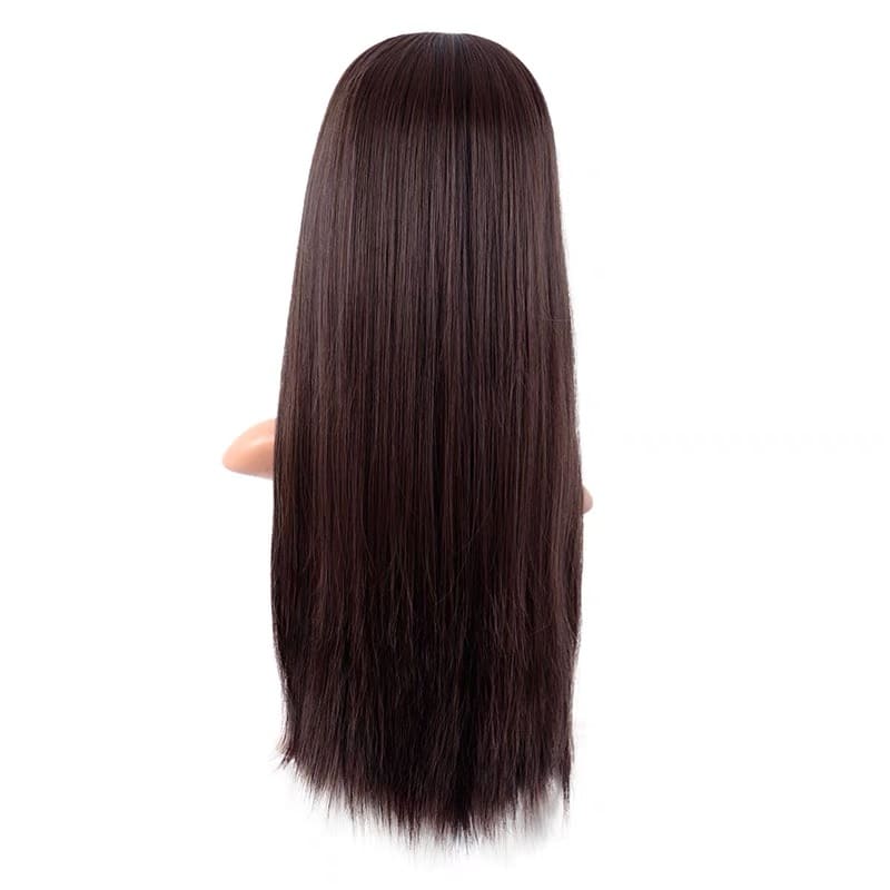 Chocolate Brown Straight Fringe Long Wig 24 Inch