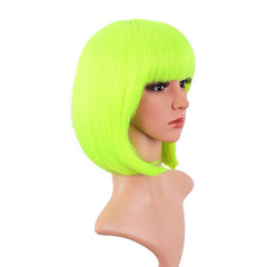 Cosplay Neon Green Short Bob Wig with Bangs