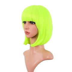 Cosplay Neon Green Short Bob Wig with Bangs