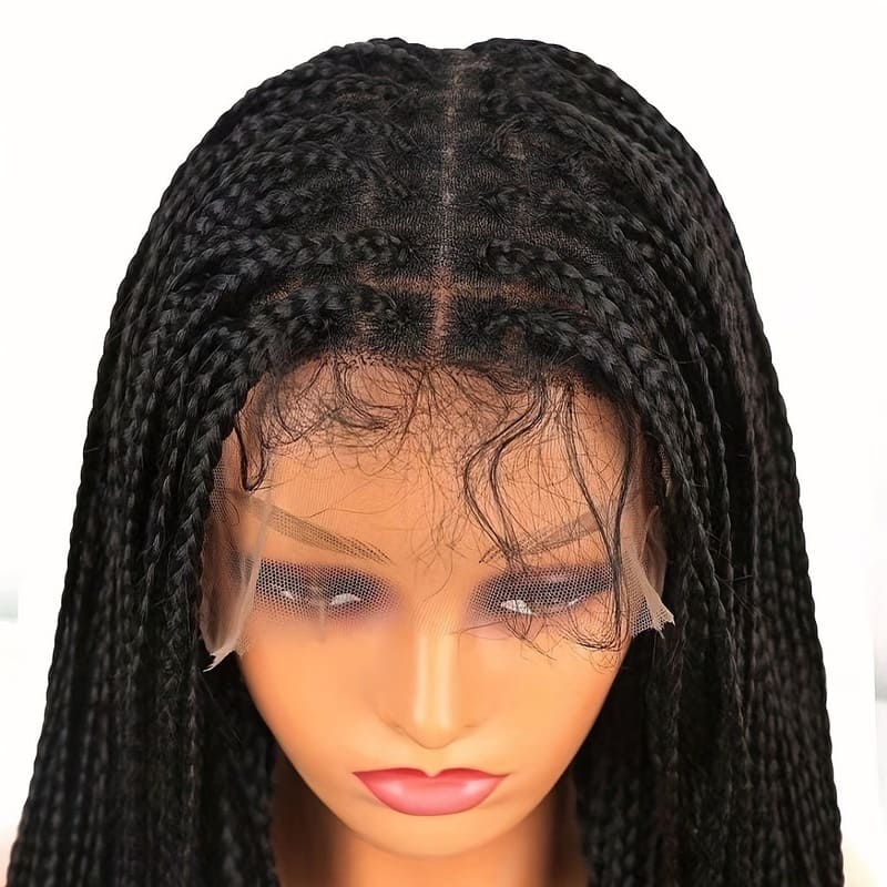 360° Full Lace Box Braided Baby Hair Wig for Black Women