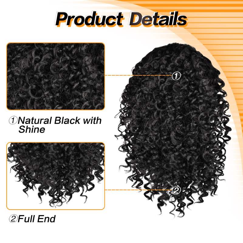 Medium Long Afro Kinky Curly Drawstring Ponytail