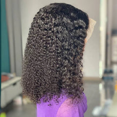 16 Inch Black 13x4 HD Swiss Front Lace Water Wave Human Hair Wig