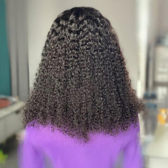 16 Inch Black 13x4 HD Swiss Front Lace Water Wave Human Hair Wig