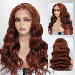 Human Hair 13x4 Front Lace Strawberry Brown Loose Wave Wig