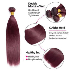 Human Hair Curtain Bundles Straight Burgundy 100g