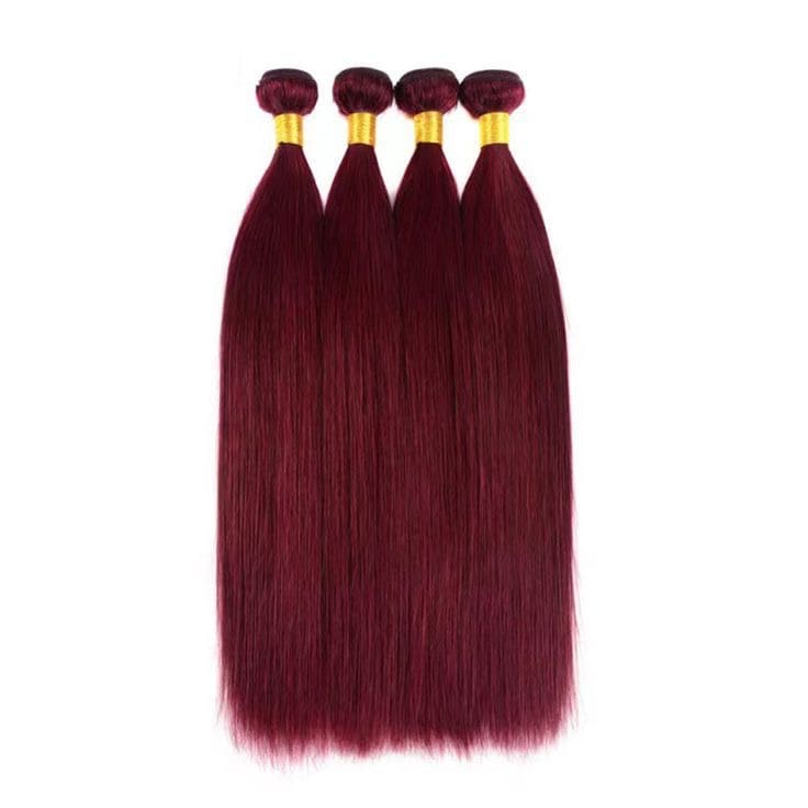 Human Hair Curtain Bundles Straight Burgundy 100g