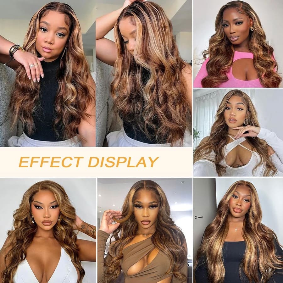 Human Hair 13x4 Front Lace Honey Blonde Body Wave Wig