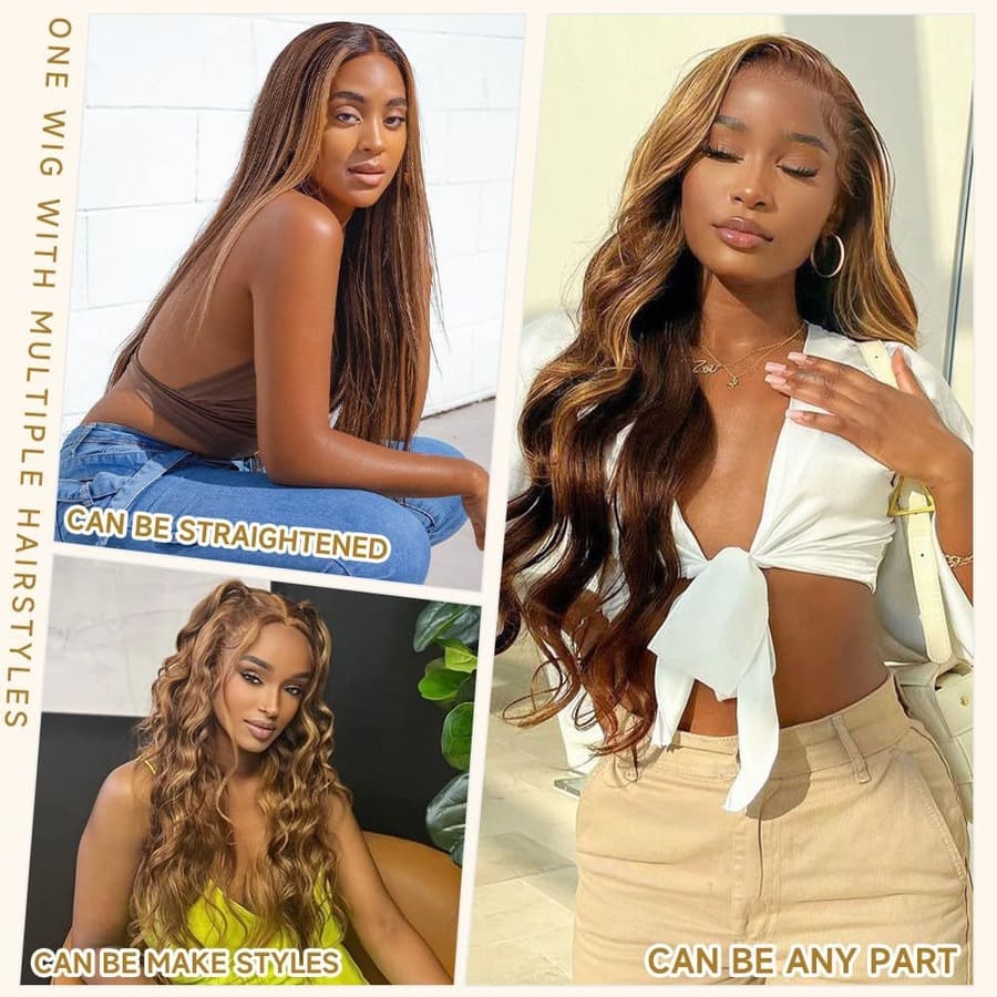 Human Hair 13x4 Front Lace Honey Blonde Body Wave Wig