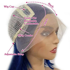 Lace front blue bob wigs cap