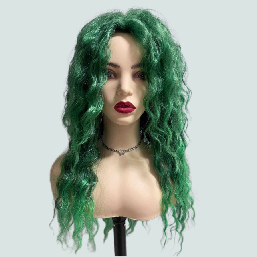 Long Grass Green Latina Curly Wave Wig 26 Inch