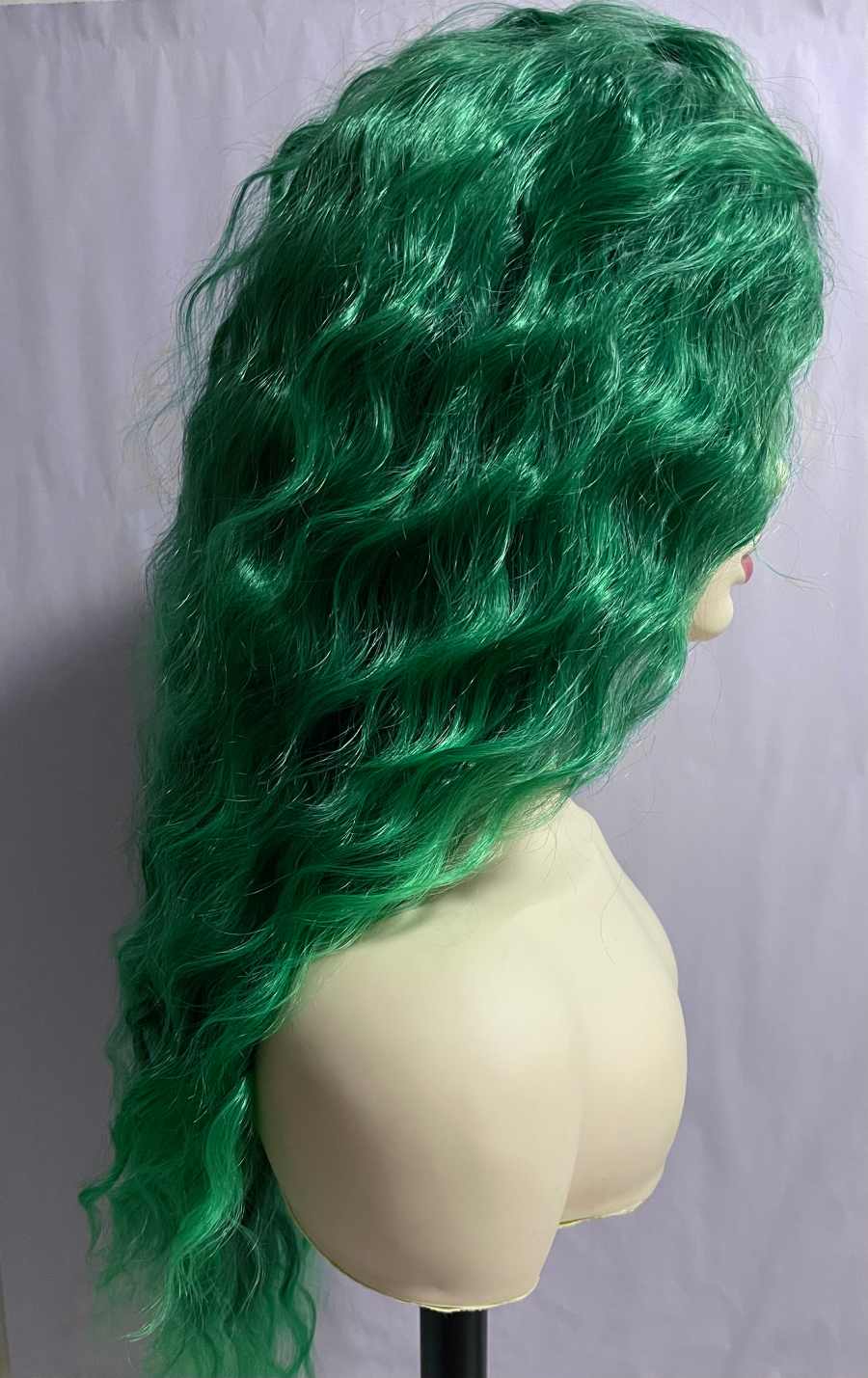 Long Grass Green Latina Curly Wave Wig 26 Inch