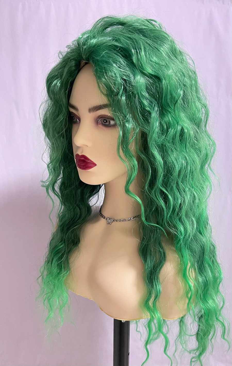 Long Grass Green Latina Curly Wave Wig 26 Inch