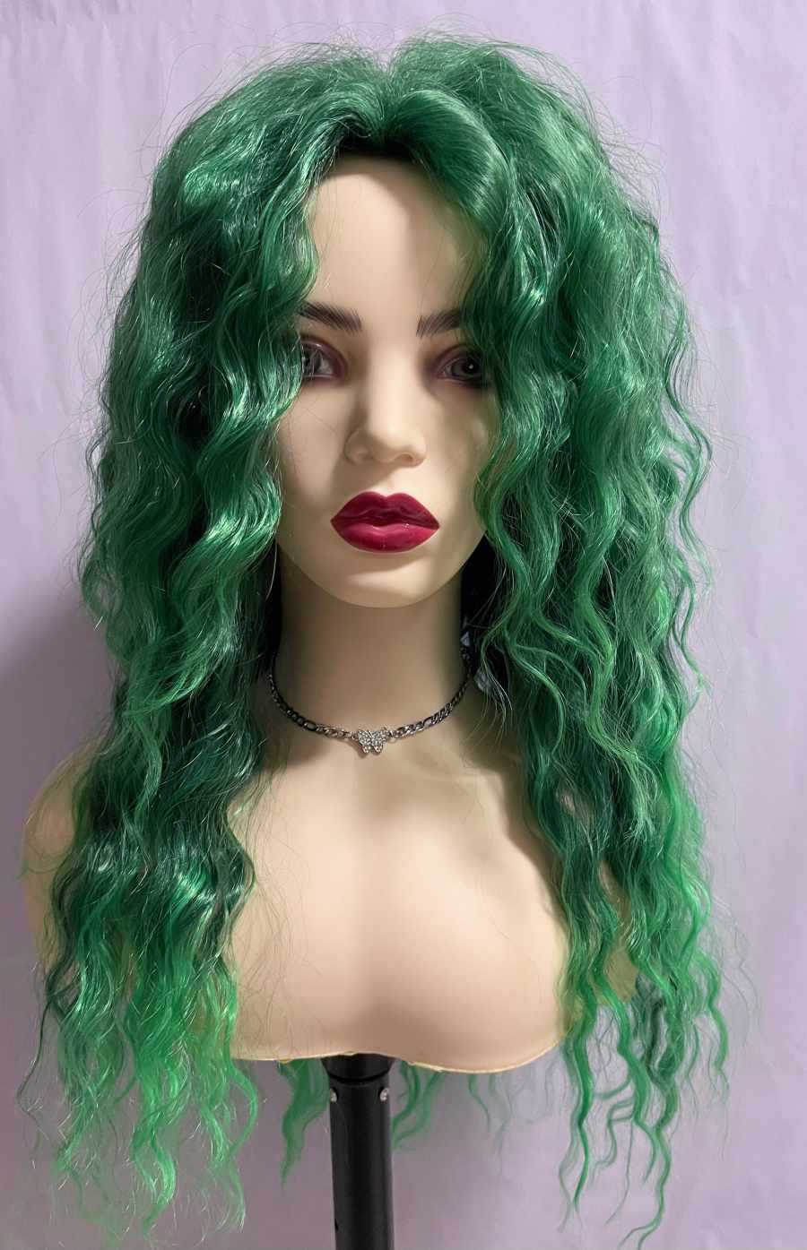 Long Grass Green Latina Curly Wave Wig 26 Inch