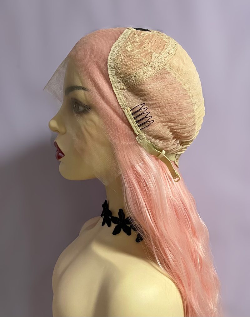 Long Light Pink Deep Curly Wave 13x4 Front Lace Wig