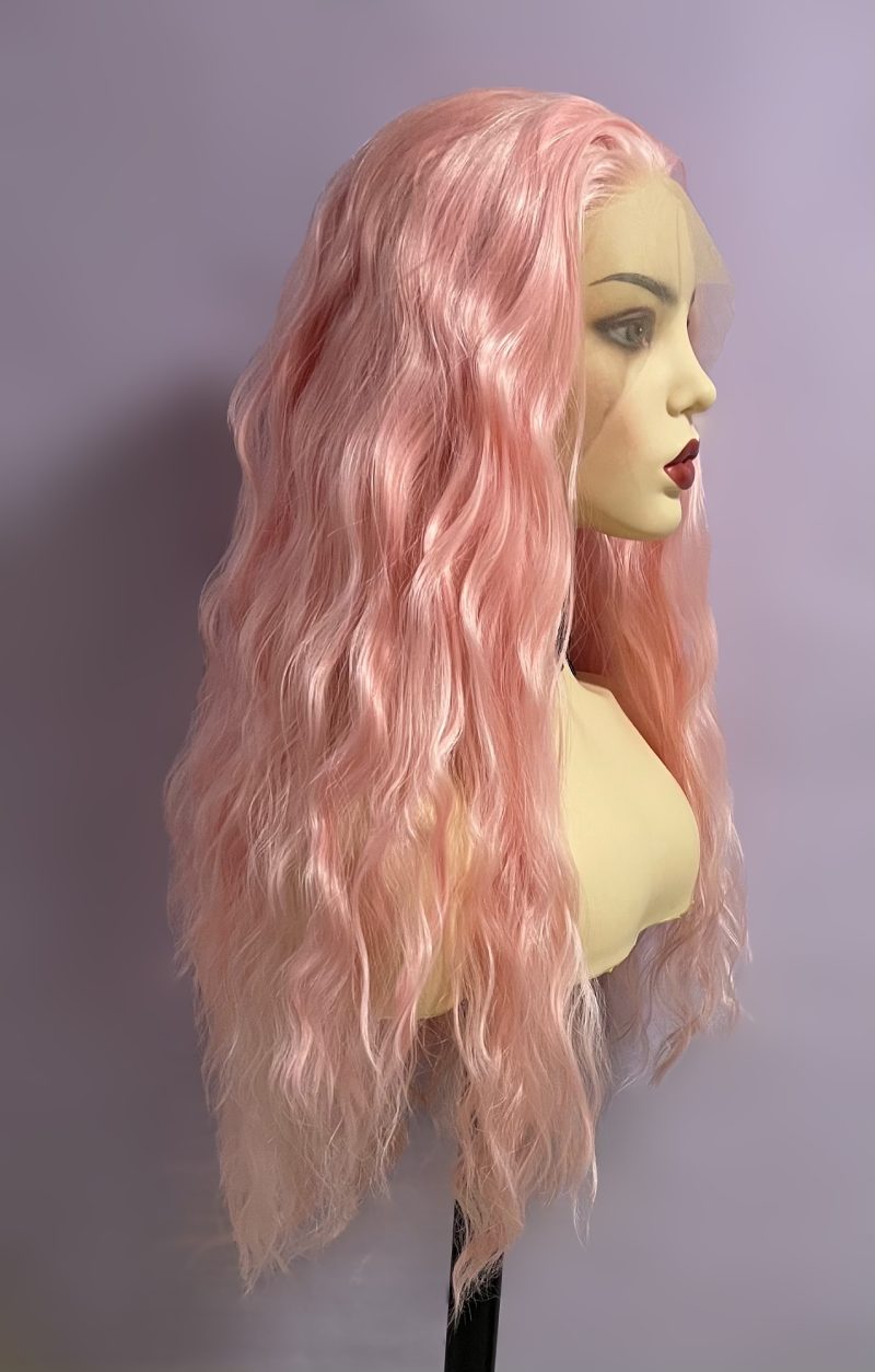 Long Light Pink Deep Curly Wave 13x4 Front Lace Wig