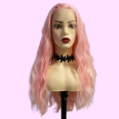 Long Light Pink Deep Curly Wave 13x4 Front Lace Wig