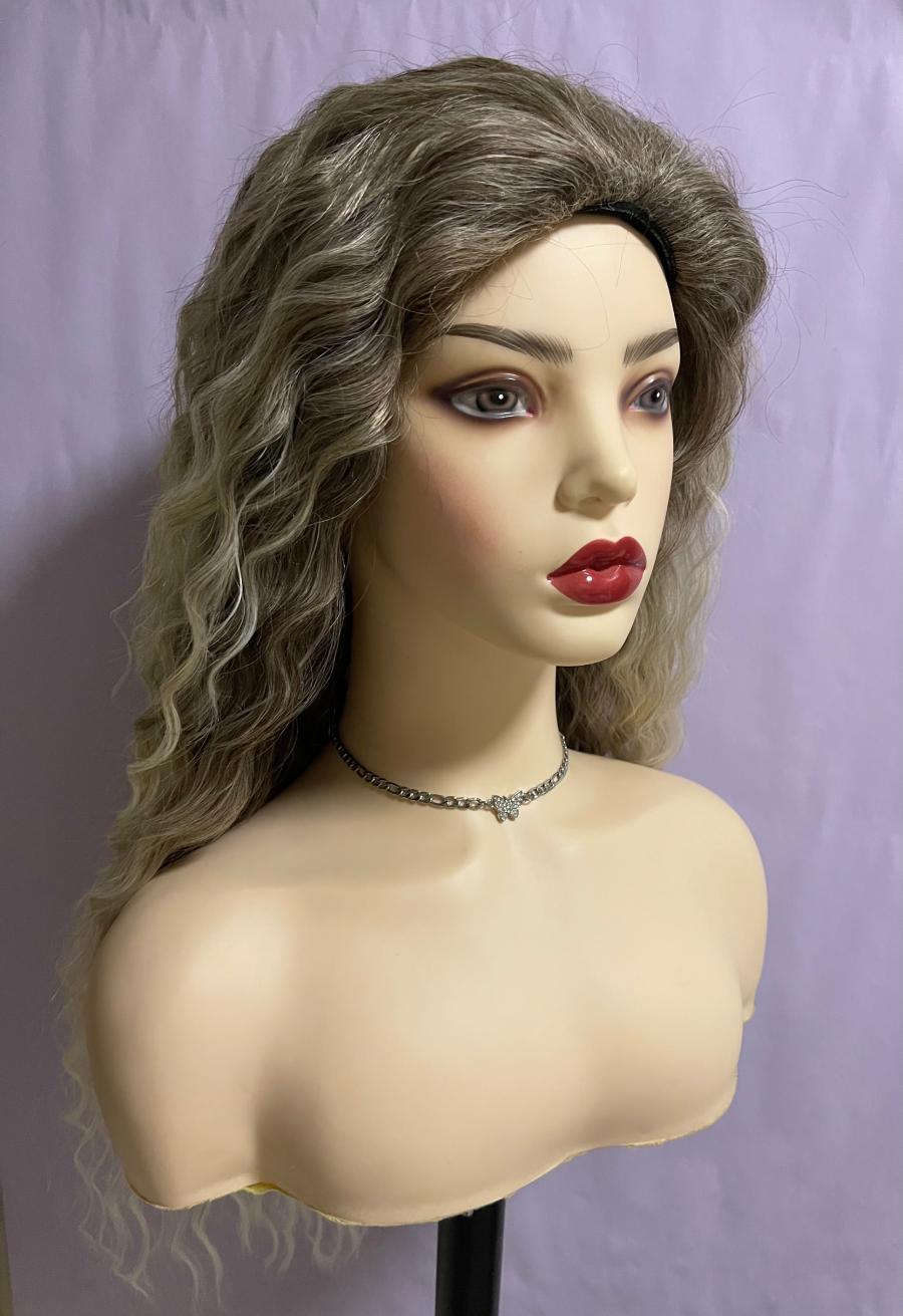 Long Ombre Blonde Latina Curly Wave Wig with Dark Root
