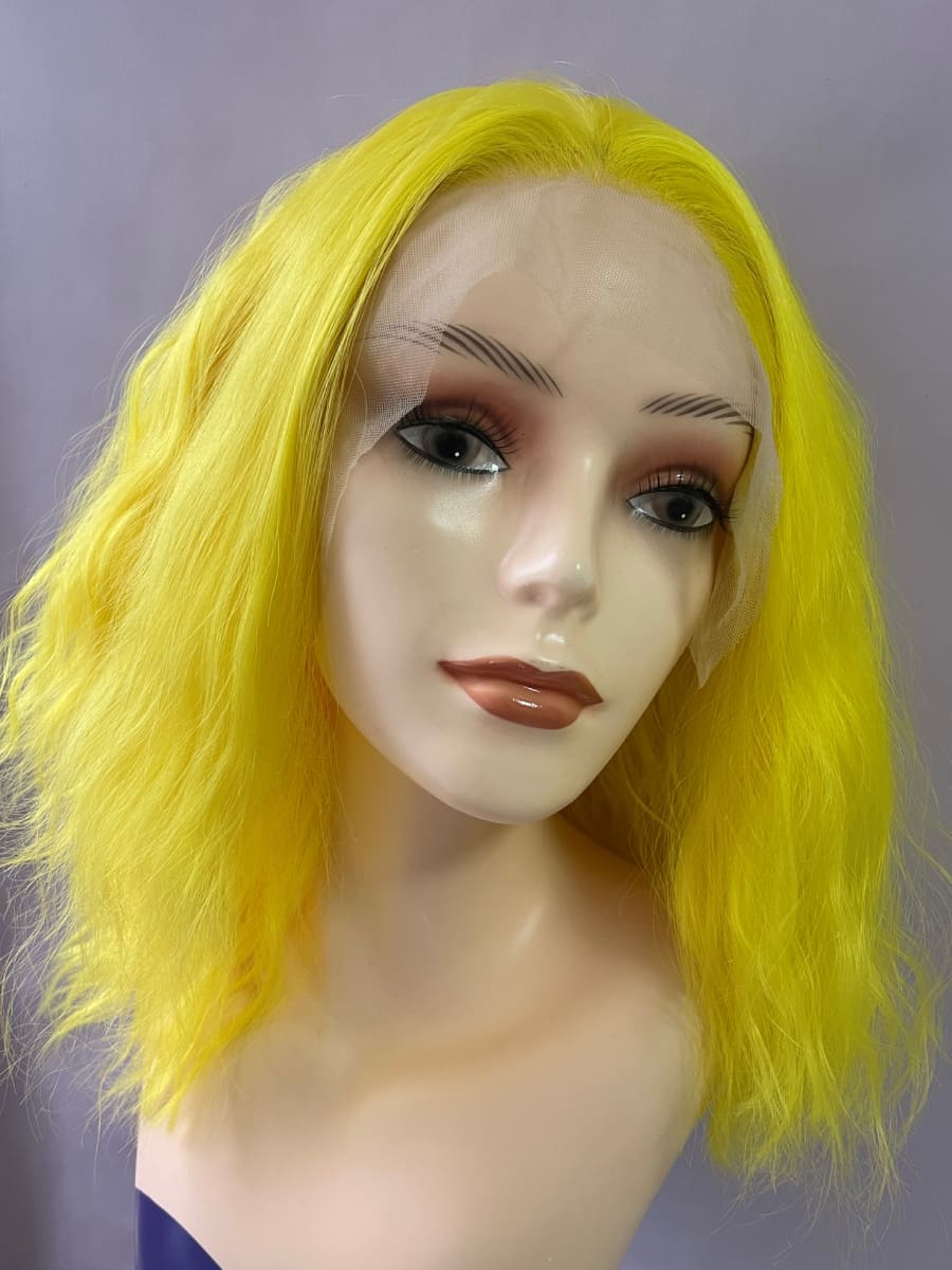 Long Yellow Layered Deep Wave 13x4 Front Lace Wig