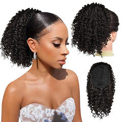 Medium Long Afro Kinky Curly Drawstring Ponytail