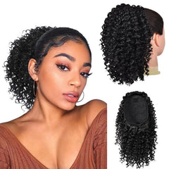 Medium Long Afro Kinky Curly Drawstring Ponytail