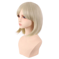 Milky Blonde Curtain Bangs Straight Bob Wig for Cosplay
