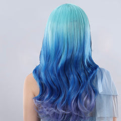 Ombre Ice Blue & Light Purple Water Wave Halloween Long Wig 22 Inch