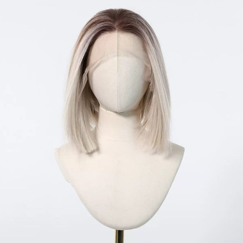 Ombre Platinum 13x6 HD Front Lace  Straight French Bob Wig