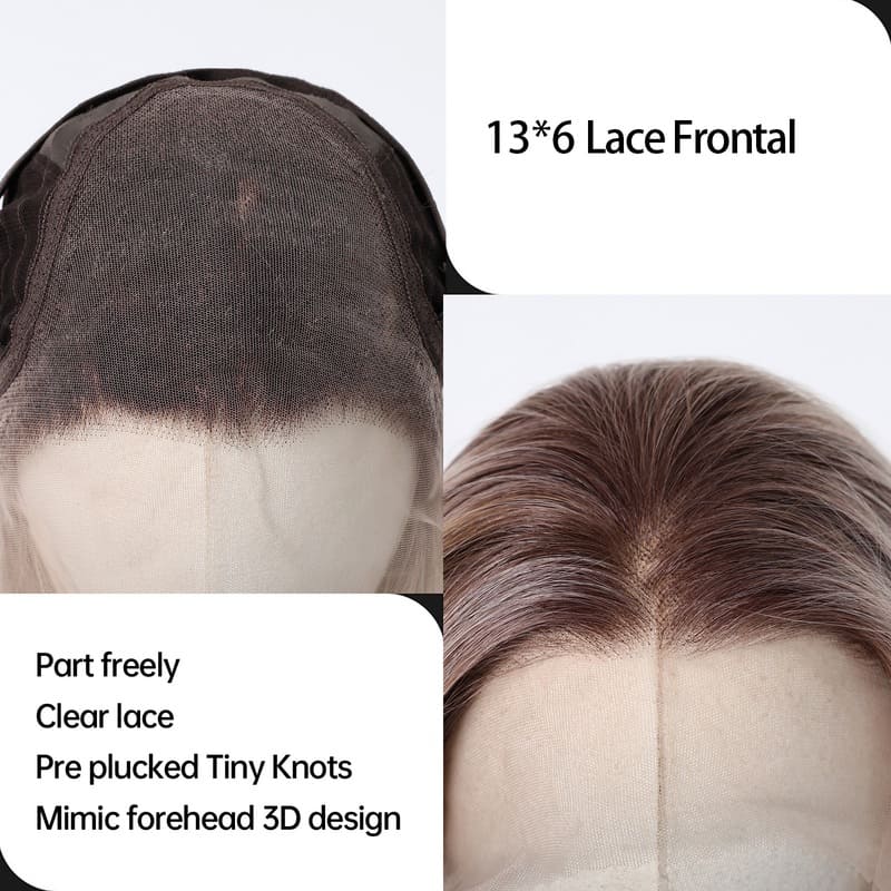 Ombre Platinum 13x6 HD Front Lace  Straight French Bob Wig