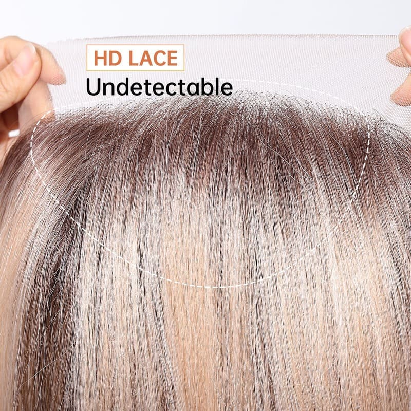 Ombre Platinum 13x6 HD Front Lace  Straight French Bob Wig