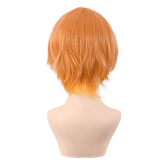 Orange Layered Pixie Cut Side Swoop Wig for Cosplay 12 Inch