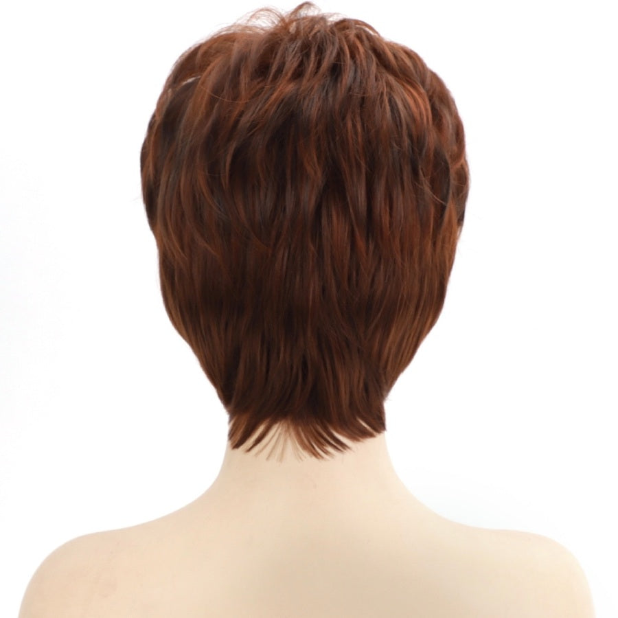 Pixie Cut Brown Layered Straight Fringe Wig for Seniors