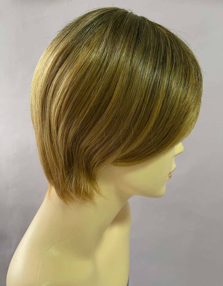 Pixie Cut Ombre Brown Straight Wig with Side-Swept Bangs