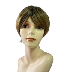 Pixie Cut Ombre Brown Straight Wig with Side-Swept Bangs