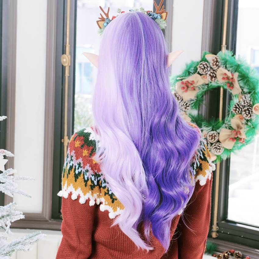 Purple Two Tone Body Wave Wig for Christmas 26 Inch