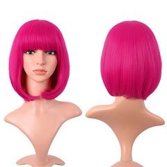 Purplish Red Fringe Bob Wig for Cosplay