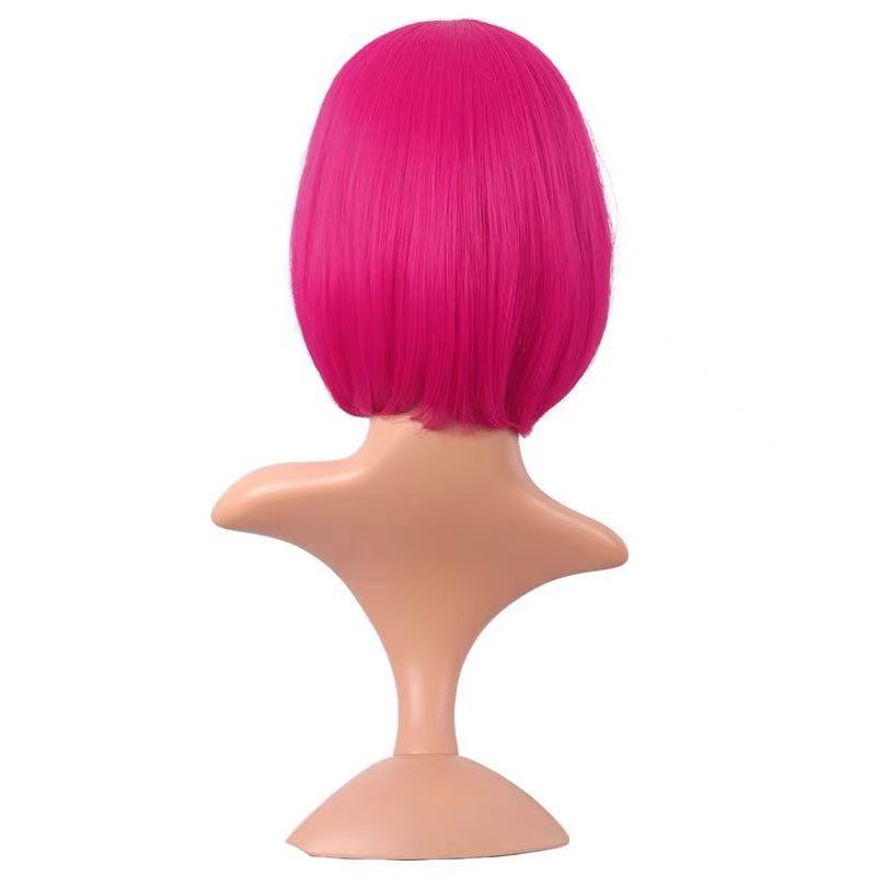 Purplish Red Fringe Bob Wig for Cosplay