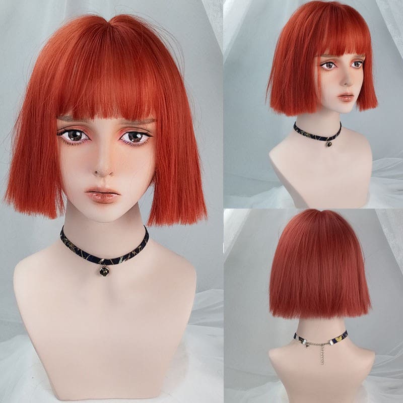Blunt Cut Short Straight Bob Wig with Bangs