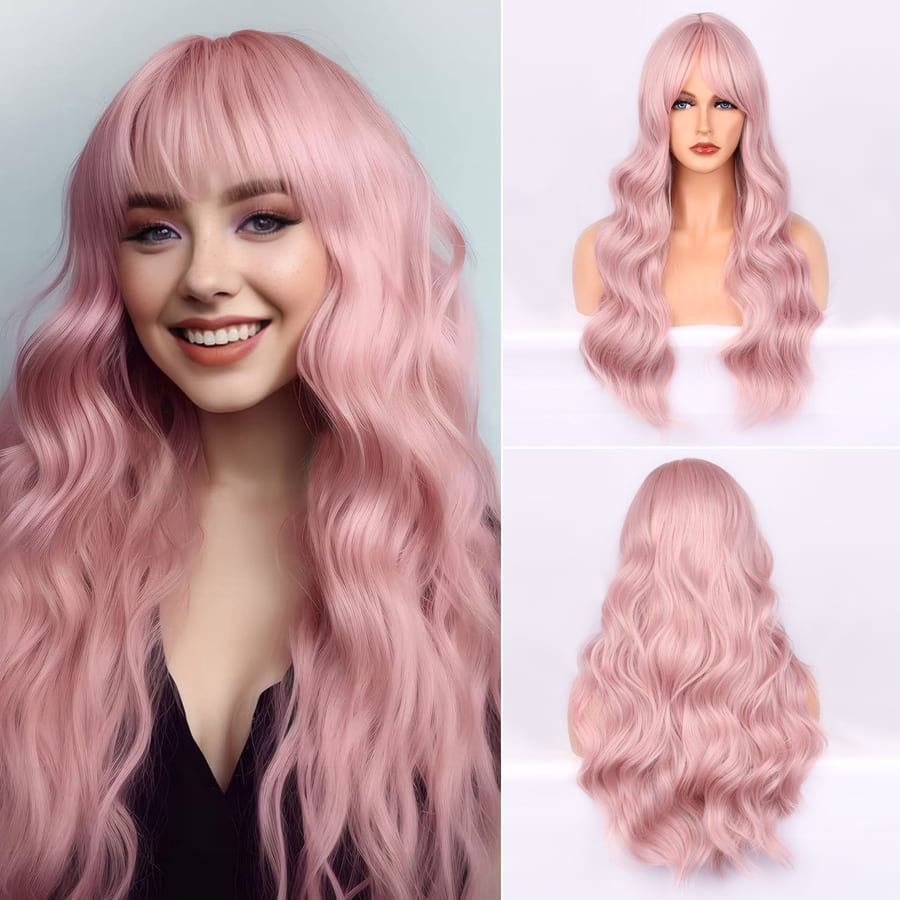 28 Inch Sakura Pink Cosplay Loose Wave Wig